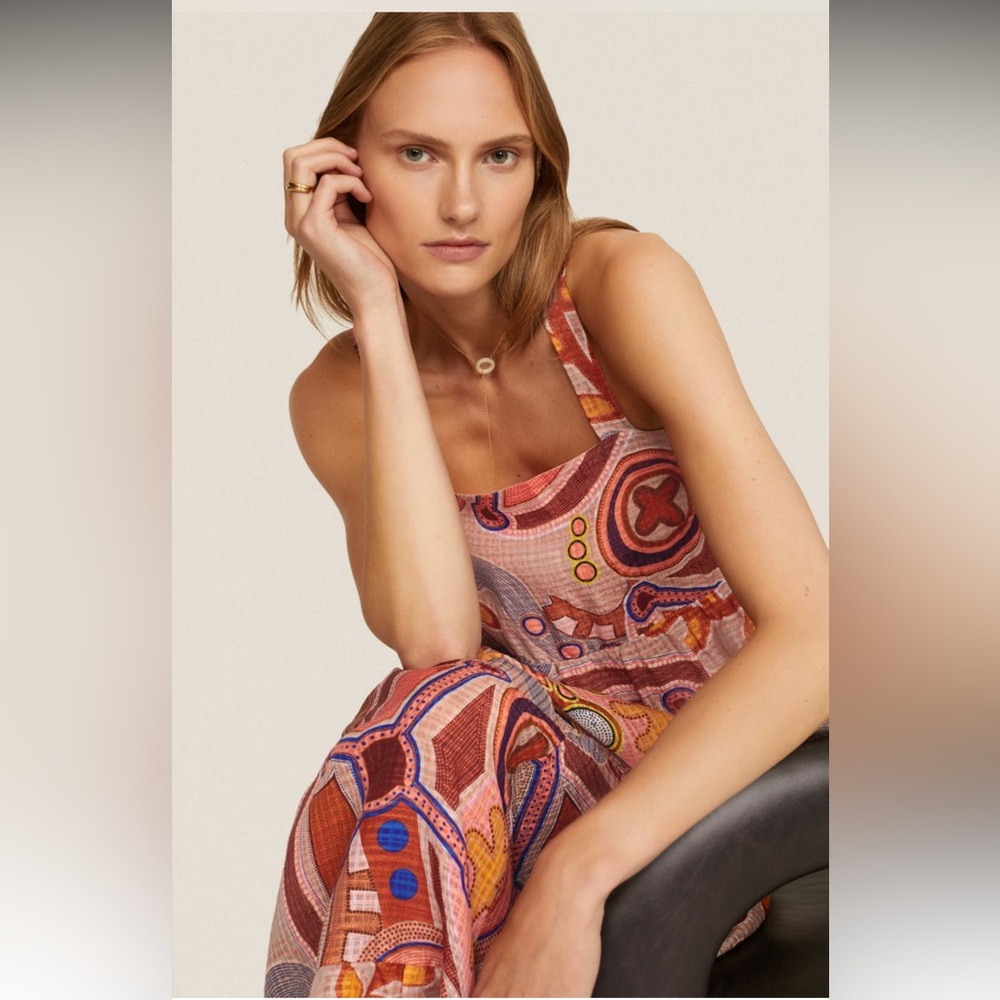 Marie Oliver Coral Stipple Colorful Orange Petra Dress NWT Size L Large - Picture 4 of 9